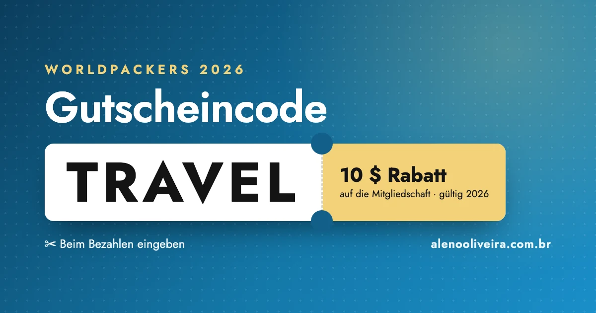 Worldpackers Gutscheincode TRAVEL: 10 $ Rabatt auf die Mitgliedschaft 2026