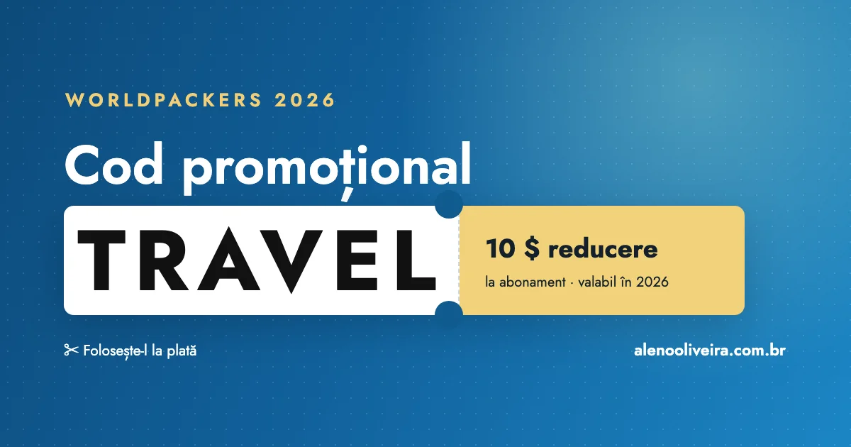 Cod reducere Worldpackers TRAVEL: 10 $ reducere la abonament în 2026