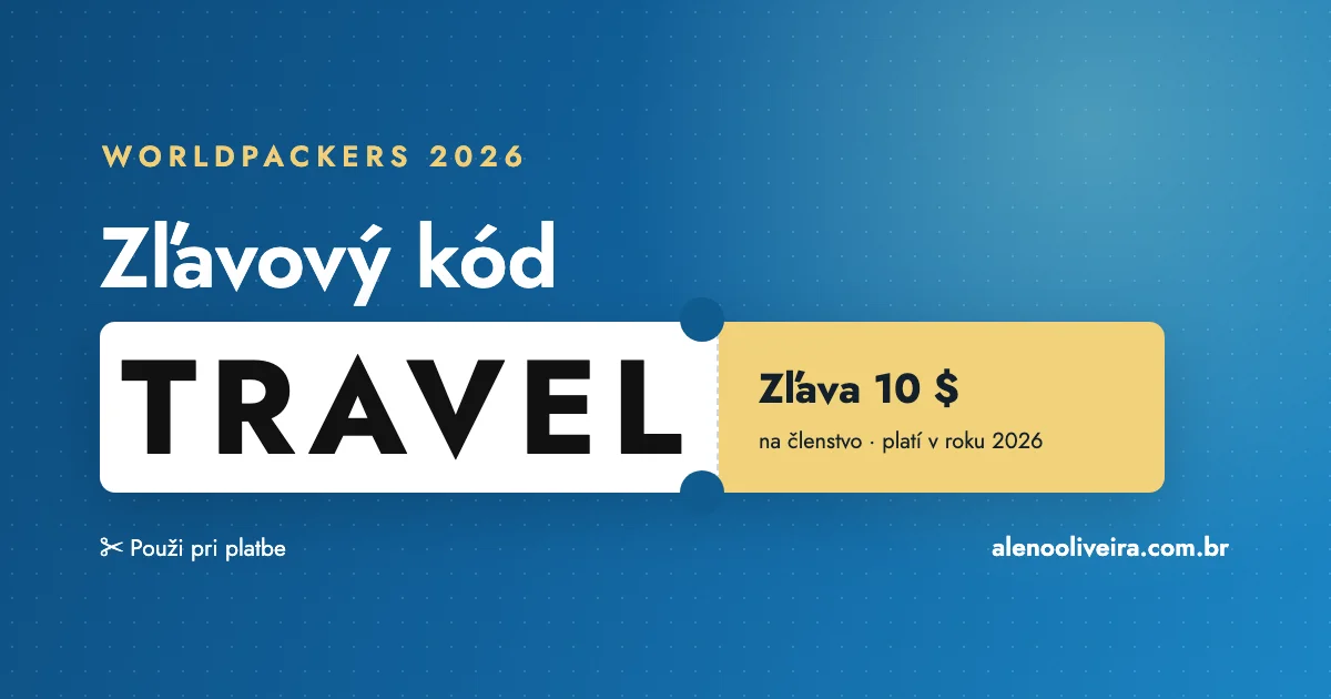 Zľavový kód Worldpackers TRAVEL: zľava 10 $ na členstvo v roku 2026