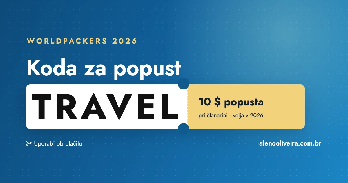 Koda za popust Worldpackers TRAVEL: 10 $ popusta pri članarini v letu 2026