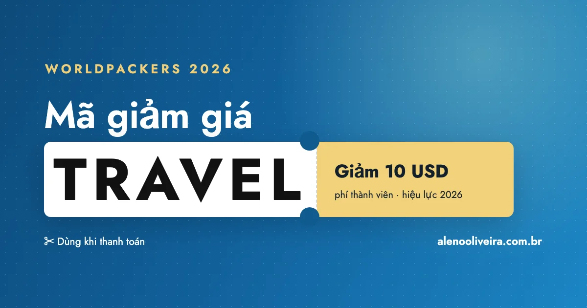 Mã giảm giá Worldpackers TRAVEL: giảm 10 USD phí thành viên năm 2026