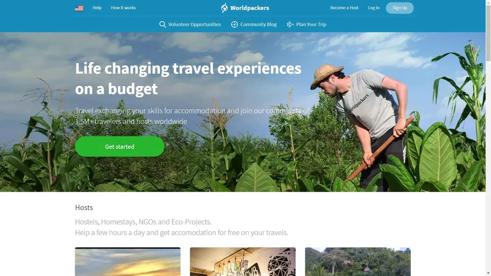Worldpackers Website mit Freiwilligenarbeit gegen Unterkunft